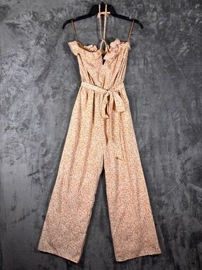 NWT Kittenish Strapless Jumpsuit Size XS Golden Yellow Floral Pattern